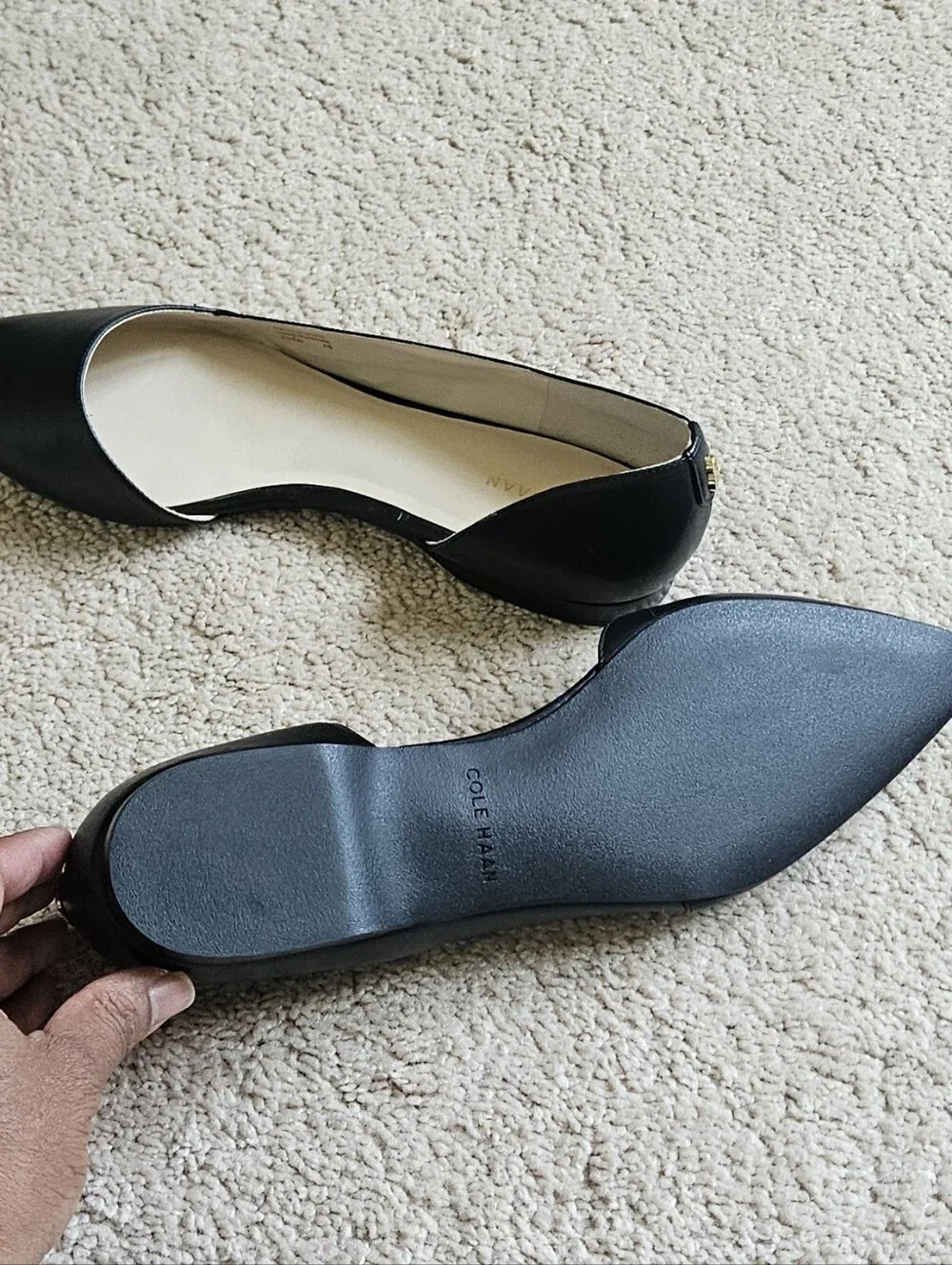 Cole Haan Bambra Skimmer II Black Leather Pointed Toe Flats  8.5